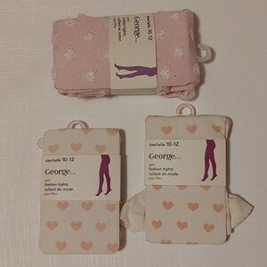 Lot of Girls Tights Hearts Cold Weather 10-12